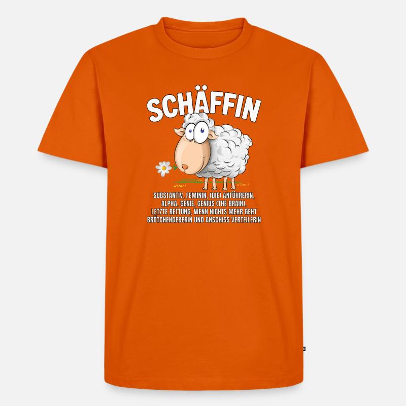 Schäffin - Alpha Schaf mit Sonnenbrille - Männer Premium Bio T-Shirt - Orange 