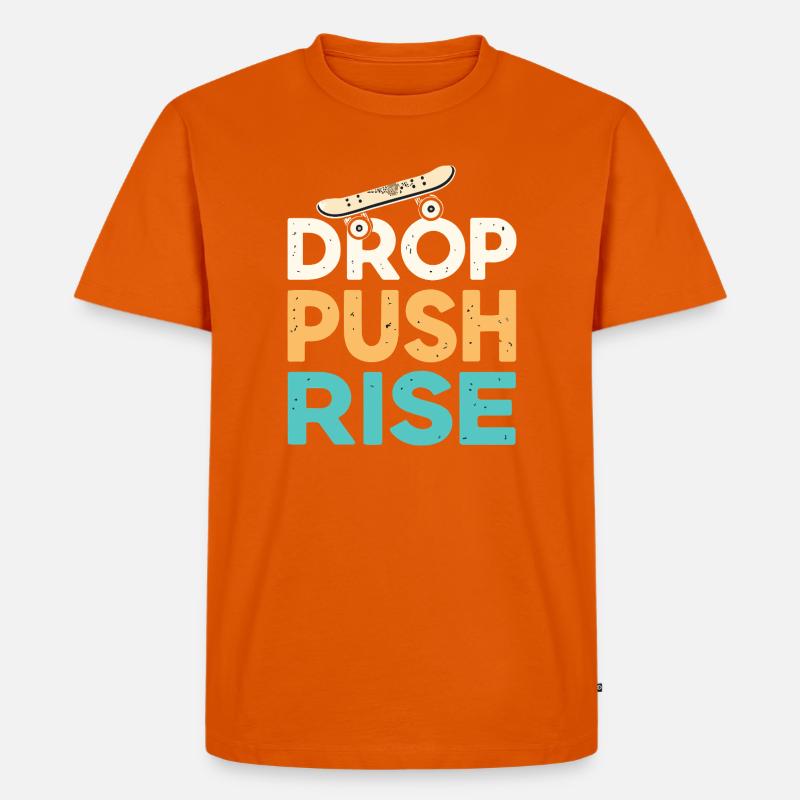 Drop Push Rise Retro Skateboard - Männer Premium Bio T-Shirt - Orange