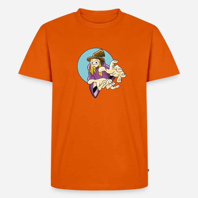 Fordernder Zauberer Illustration - Männer Premium Bio T-Shirt - Orange