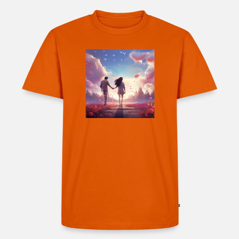 Abendpfad der Liebe - Männer Premium Bio T-Shirt - Orange 