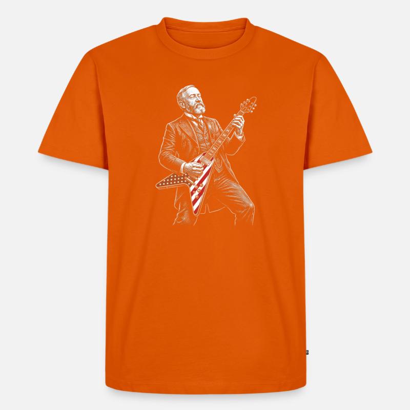 Benjamin Harrison Gitarrenheld mit Flagge - Männer Premium Bio T-Shirt - Orange 