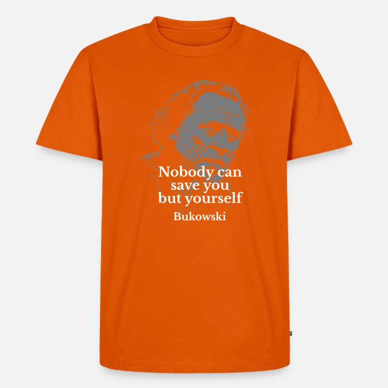 Zitat von Charles Bukowski über Selbstständigkeit - Männer Premium Bio T-Shirt - Orange 