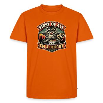 Raton laveur animal de la forêt : Je suis une joie - T-shirt Premium bio Homme - orange  - Devant - Nico (187cm)