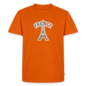 Sticker France Vintage Tour Eiffel - T-shirt Premium bio Homme - orange  - Devant - Nico (187cm)