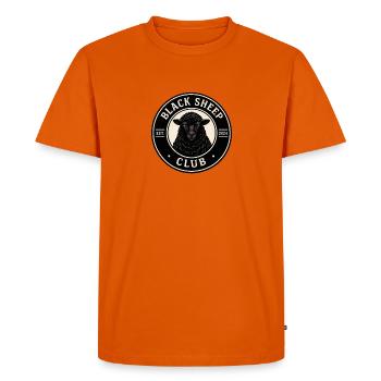 Black Sheep Club Emblem - Men's Premium Organic T-Shirt - orange  - Front - Nico (187cm)