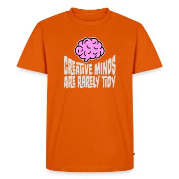 Les esprits créatifs sont rarement bien rangés Logo créatif drôle - T-shirt Premium bio Homme - orange  - Devant - Nico (187cm)