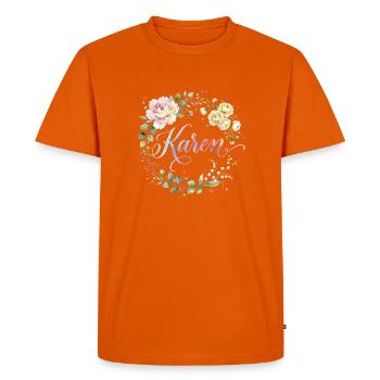 Pastel Flowers-Karen Wreath - Men's Premium Organic T-Shirt - orange  - Front - Nico (187cm)