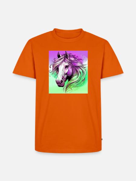 Pferd - Männer Premium Bio T-Shirt - Orange 