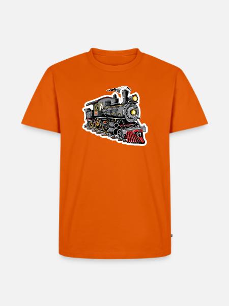 Dampflokomotive Grafik - Männer Premium Bio T-Shirt - Orange 