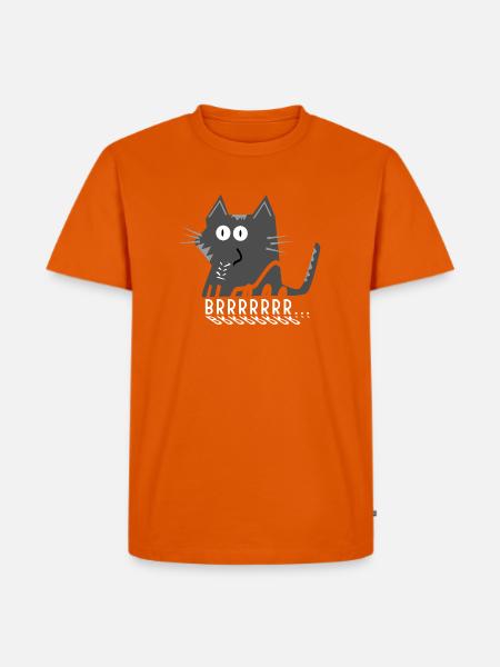Graue Katzen-Karikatur Brummgeräusch - Männer Premium Bio T-Shirt - Orange 