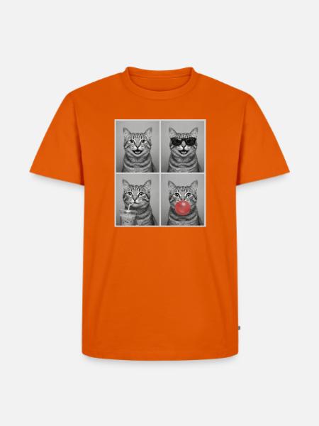 Katzen Graue Tabby Katze - Männer Premium Bio T-Shirt - Orange
