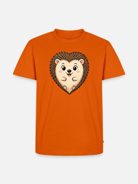 Kuscheliger Igel Herzchendesign - Männer Premium Bio T-Shirt - Orange