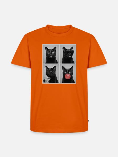 Katzen schwarze Katze - Männer Premium Bio T-Shirt - Orange