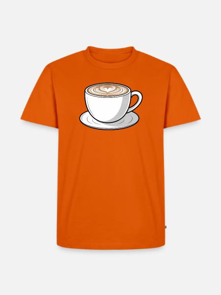 Latte Heart Cup Kunst - Männer Premium Bio T-Shirt - Orange 