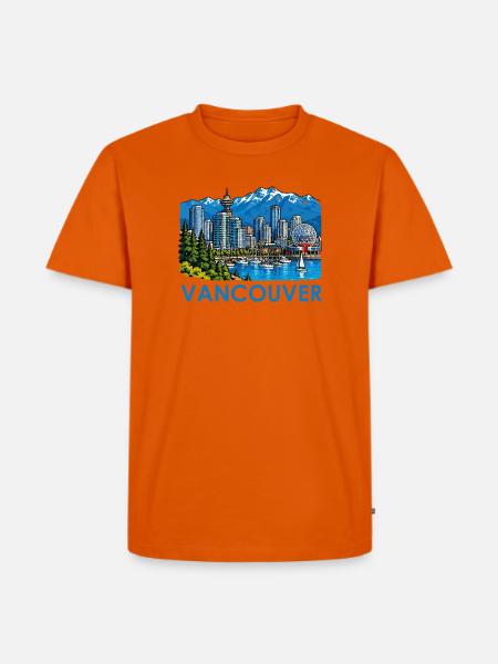 Vancouver Skyline Bergpanorama - Männer Premium Bio T-Shirt - Orange