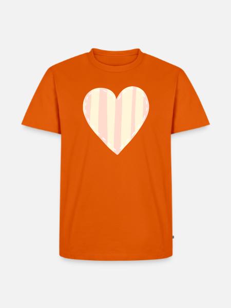Süßes Herz gestreift Rosa Pastell  - Männer Premium Bio T-Shirt - Orange 