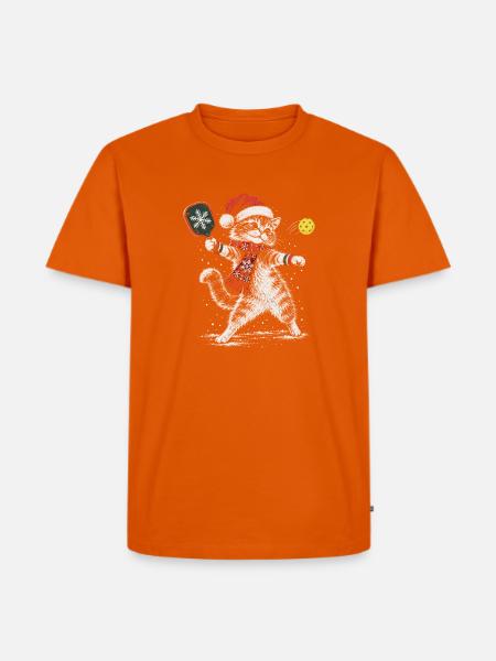 Weihnachtskatze Tennisheld - Männer Premium Bio T-Shirt - Orange