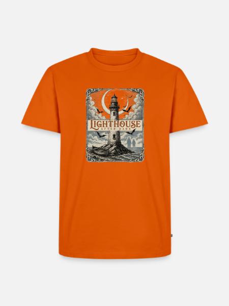 Lighthouse After Dark Leuchtturm Küste - Männer Premium Bio T-Shirt - Orange 