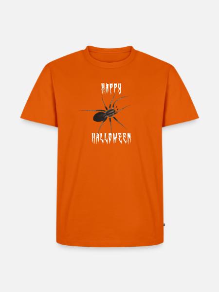 Happy Halloween Spinne - Gruselschrift - Männer Premium Bio T-Shirt - Orange