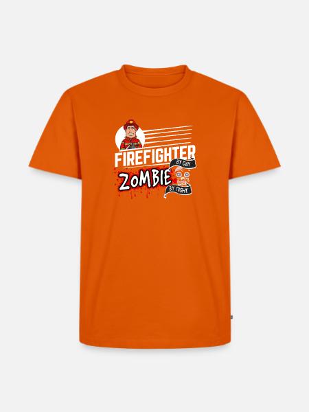 Firefighter by day Zombie by night - Feuerwehrmann - Männer Premium Bio T-Shirt - Orange