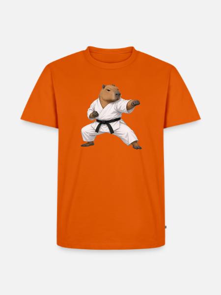 Capybara macht Karate  - Männer Premium Bio T-Shirt - Orange 