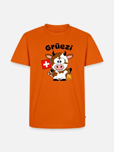 Gruezi Schweizer Kuh  - Männer Premium Bio T-Shirt - Orange 