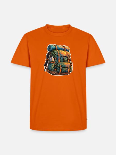Sonnenuntergang Rucksack Abenteuer - Männer Premium Bio T-Shirt - Orange 