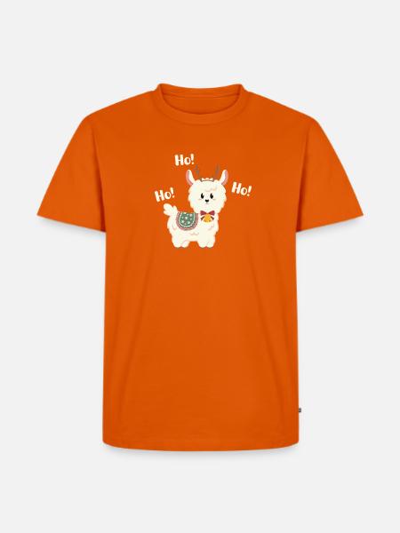 Weihnachtslama mit Glocke - Männer Premium Bio T-Shirt - Orange