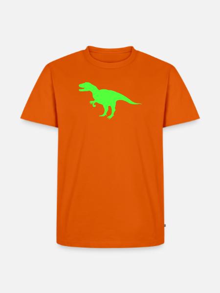 Neon-T-Rex Silhouette - Männer Premium Bio T-Shirt - Orange 