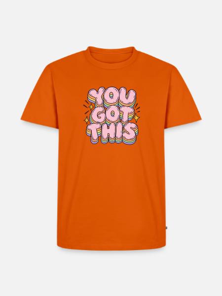 Du schaffst das – Regenbogen Schrift - Männer Premium Bio T-Shirt - Orange 