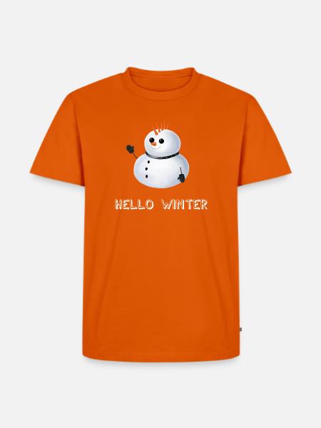 Hello Winter - Punk Schneemann - Männer Premium Bio T-Shirt - Orange