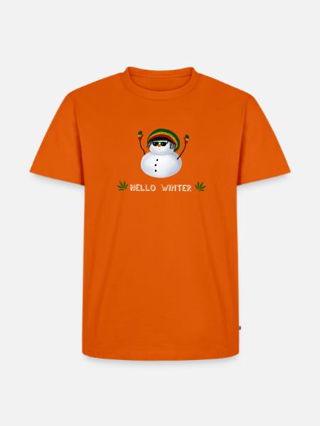Hello Winter - Rasta Schneemann - Männer Premium Bio T-Shirt - Orange 