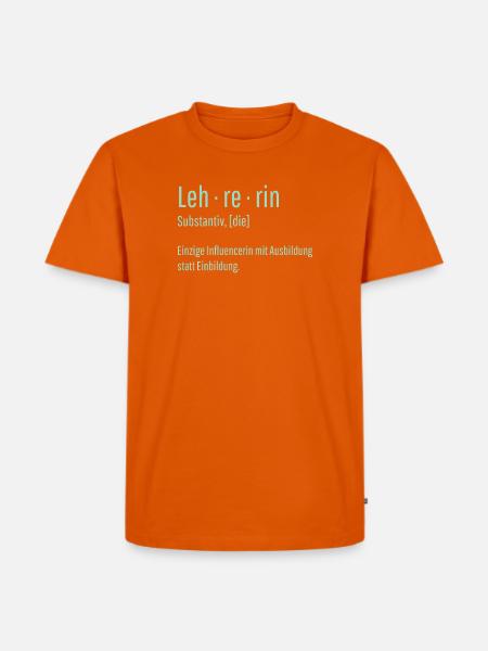 Lehrerin Substantiv Influencerin Schule Geschenk - Männer Premium Bio T-Shirt - Orange