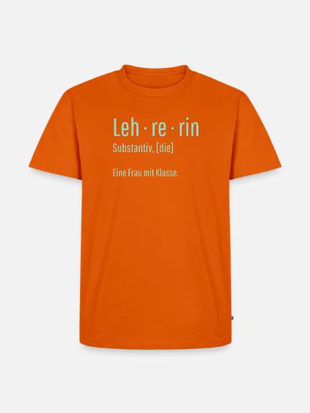 Lehrerin Substantiv Definition Schule Geschenk - Männer Premium Bio T-Shirt - Orange 