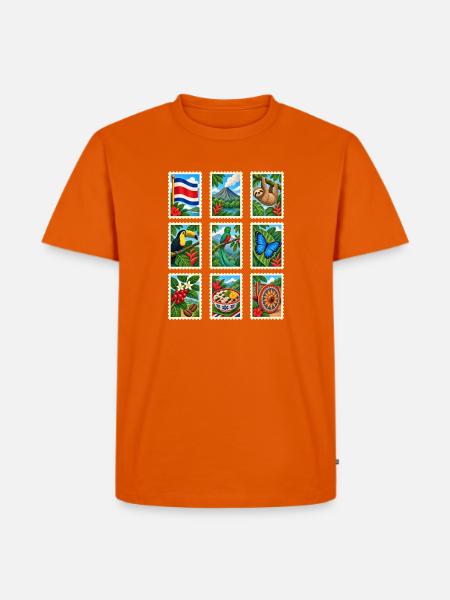 Costa Rica Briefmarken - Männer Premium Bio T-Shirt - Orange 