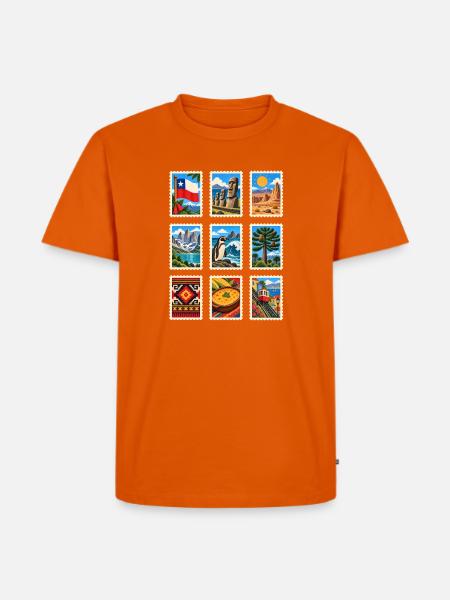 Chile Briefmarken - Männer Premium Bio T-Shirt - Orange