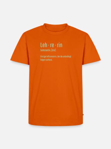 Lehrerin Substantiv Influencerin Lustig Geschenk - Männer Premium Bio T-Shirt - Orange