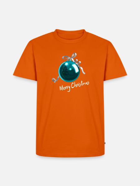 Christbaumkugel Blau - Merry Christmas - Männer Premium Bio T-Shirt - Orange