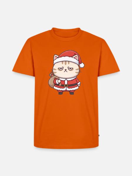 Katze als Weihnachtsmann - Männer Premium Bio T-Shirt - Orange