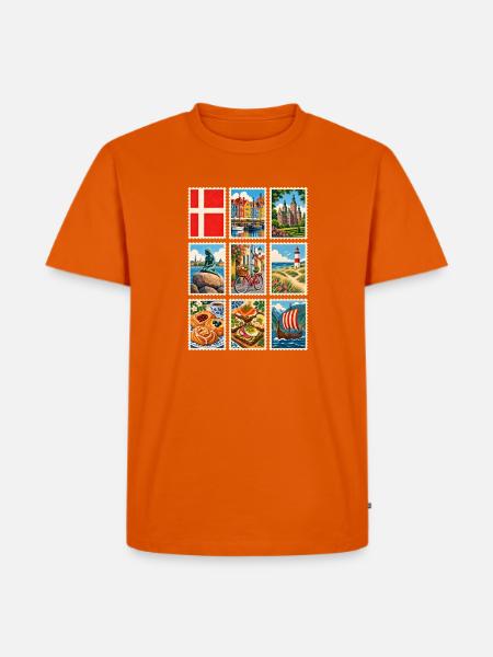 Dänemark Briefmarken - Männer Premium Bio T-Shirt - Orange