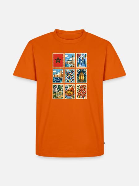 Marokko Briefmarken - Männer Premium Bio T-Shirt - Orange