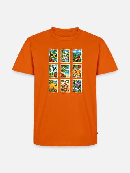 Jamaika Briefmarken - Männer Premium Bio T-Shirt - Orange