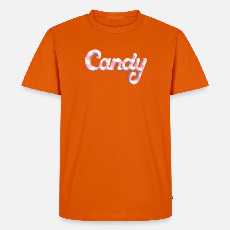 Candy Schriftzug – 3D Render Süßigkeiten Style - Männer Premium Bio T-Shirt - Orange 