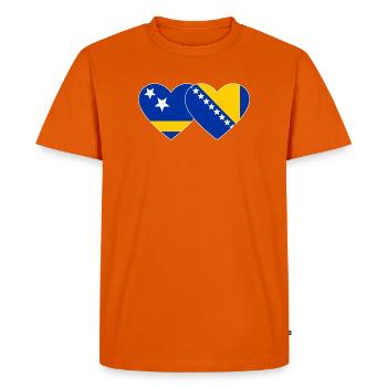 Curaçao_Bosnien_Flagge_Herz - T-shirt Premium bio Homme - orange  - Devant - Nico (187cm)
