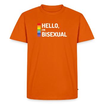 Bonjour, je suis bisexuel - T-shirt Premium bio Homme - orange  - Devant - Nico (187cm)
