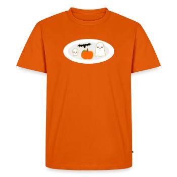 Halloween Cookie Plate With Pumpkin Ghost Skull  - Men's Premium Organic T-Shirt - orange  - Front - Nico (187cm)