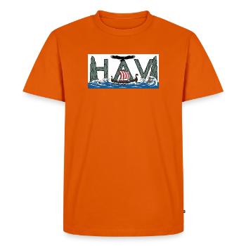 Havets Viking - The Viking of the Sea - Men's Premium Organic T-Shirt - orange  - Front - Nico (187cm)