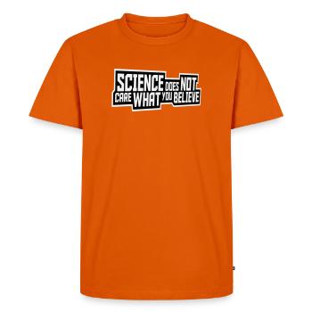 La science se moque de ce que vous croyez Logo des faits - T-shirt Premium bio Homme - orange  - Devant - Nico (187cm)