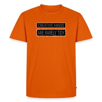 Les esprits créatifs sont rarement bien rangés Logo créatif drôle - T-shirt Premium bio Homme - orange  - Devant - Nico (187cm)