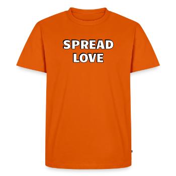 Diffuser l’amour Gros Noir Blanc Typographie - T-shirt Premium bio Homme - orange  - Devant - Nico (187cm)